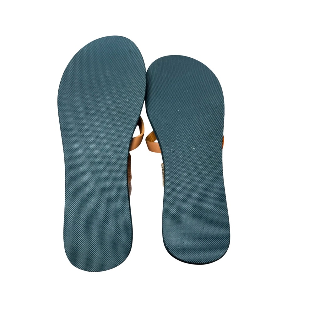 Ikwetta Handcrafted Leather Sandals Kenya Orange Gold Strappy Flat Slides 41 - Picture 7 of 11
